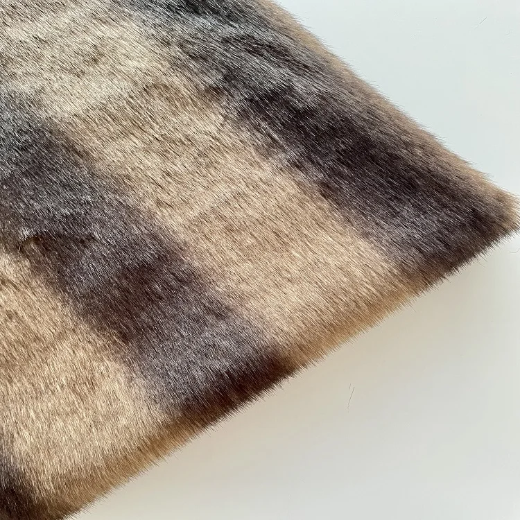 Stripe Natural Color Polyester Plush Bicolor Black Raccoon Brown Fluffy Stretch Faux Fur Fabric