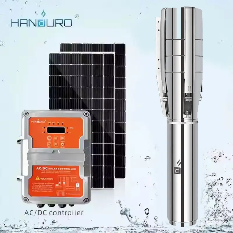 7.5HP 65m3/h Solar Water Pumps 5.5KW Submersible Pump 60M Inverter Controller Agriculture Farm Irrigation For Watering
