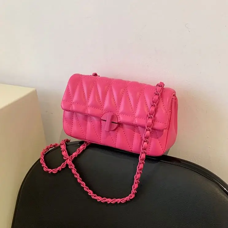 Ladies Women Handbags Small Candy Color Summer Chain New Diamond Embroidery Thread Leather Jelly Purse Kids Mini Bags Handbags