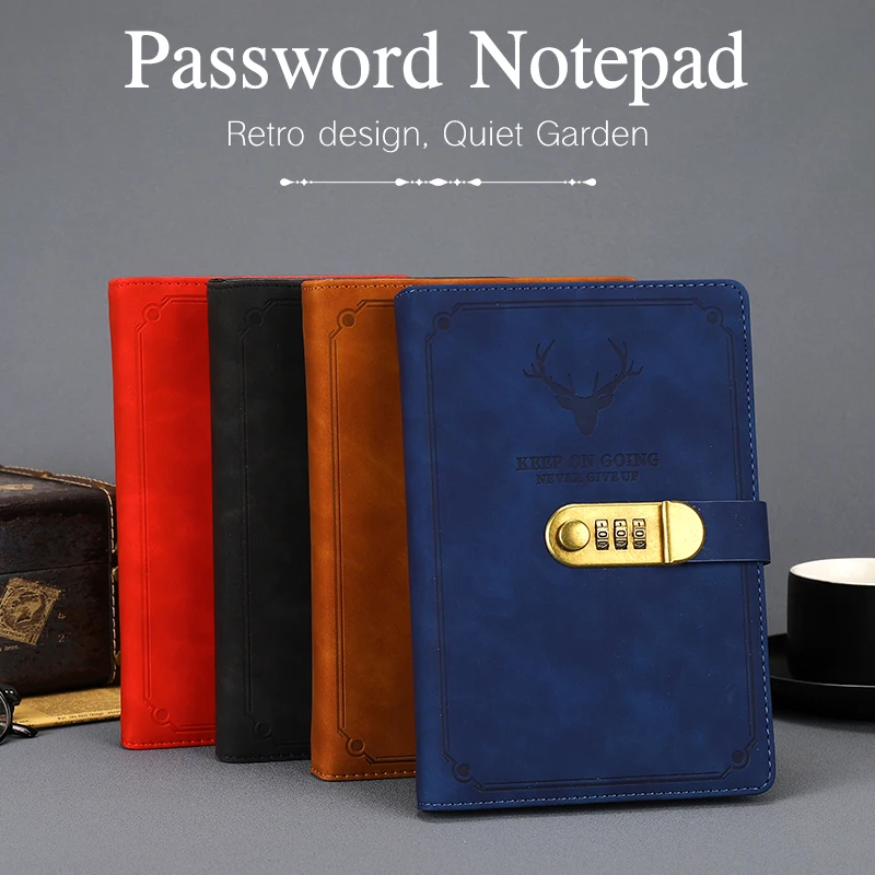 Wholesale Custom A5 Password Notebook Creative Multi-functional Diary Book with Lock for Students New Promotional Item