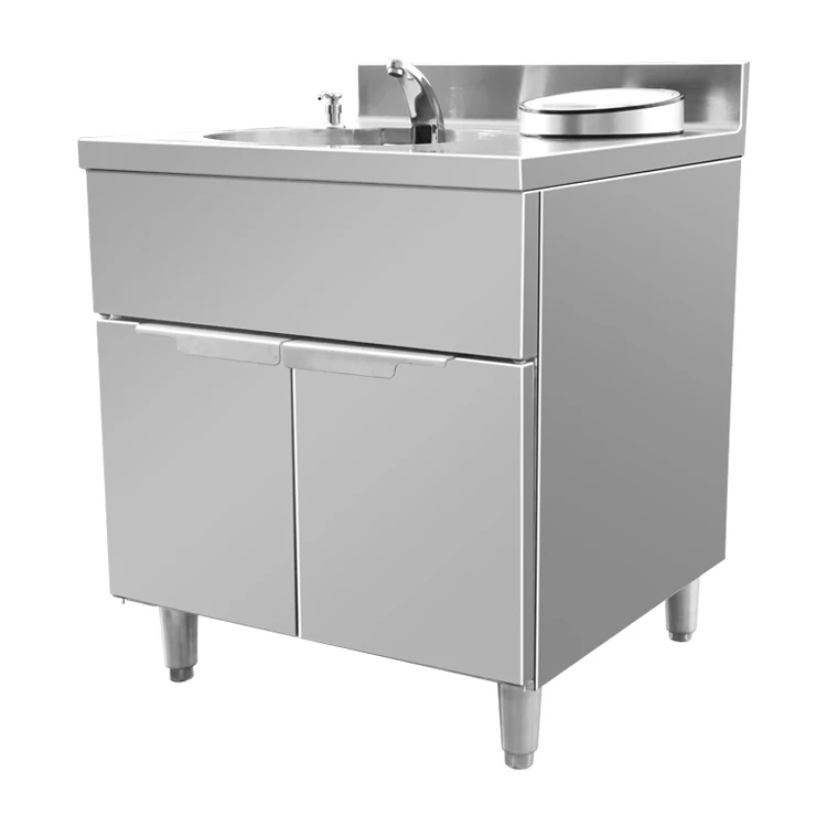 Stainless steel kitchen sink with double door cabinetry single bowl wash basin bathroom wash basin