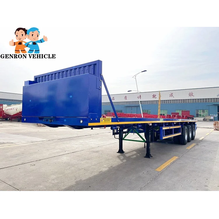 Made in China 13m Long Flatbed Semi Trailer Container Cargo Trailer with Fuel Tank for West Africa Use