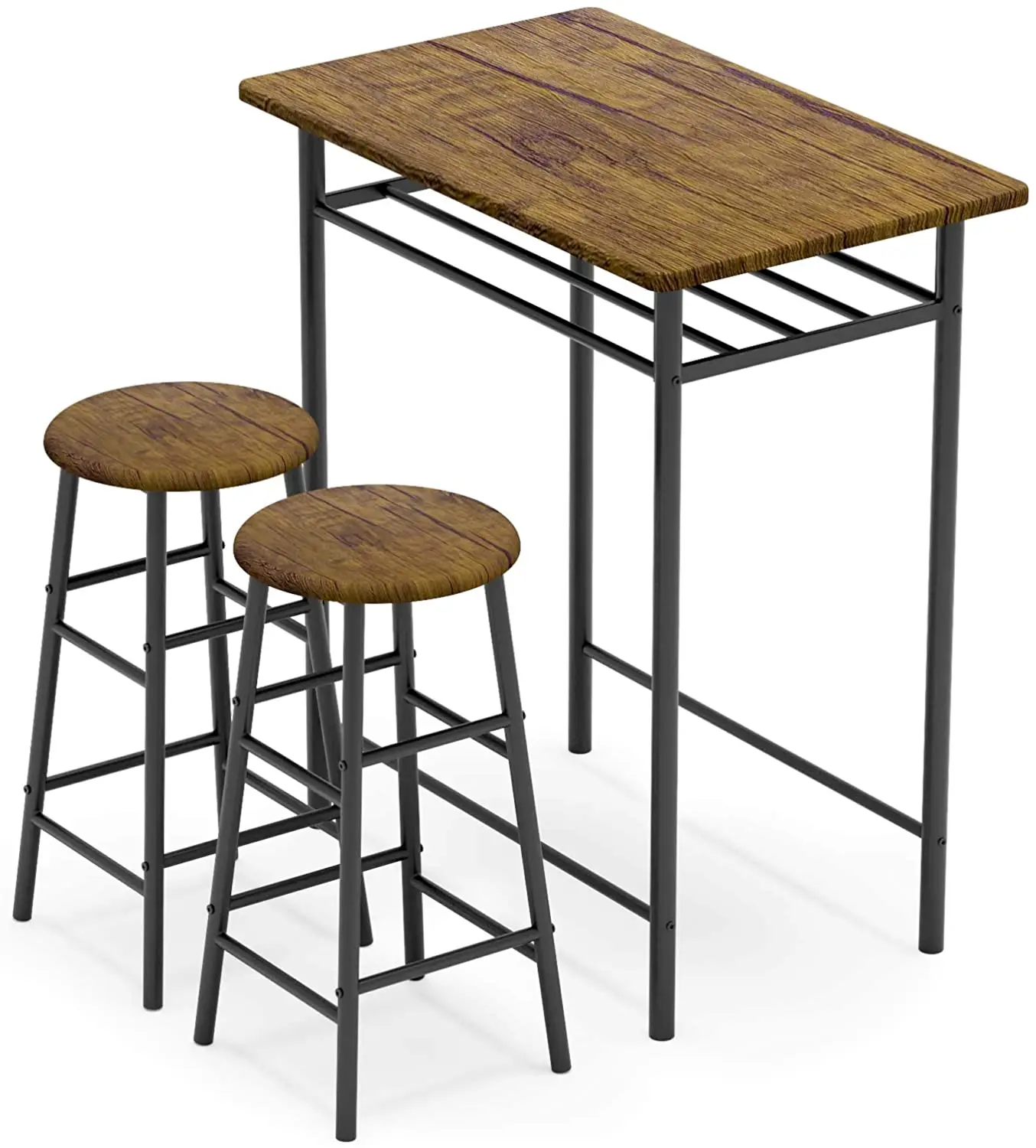 
Cheap Price 3 Pieces Bar Table Set Modern Pub Table and Chairs Dining Set in Kitchen Counter Height 