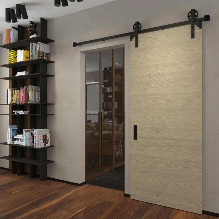 American Solid Wood Panel Commercial Residential Interior Barn Door Interior Bathroom Partition Sliding Barn Door
