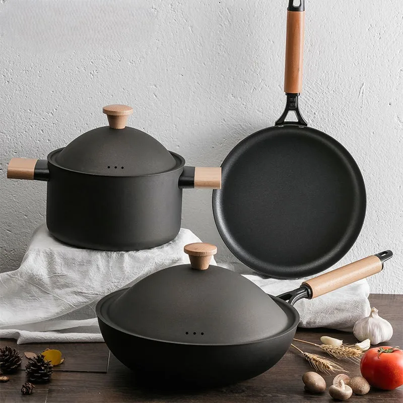 High Quality Iron Pot and Pan Set Hot 5Piece Nonstick Cookware Set Kitchen Stock Pot Frying Pan with Lid