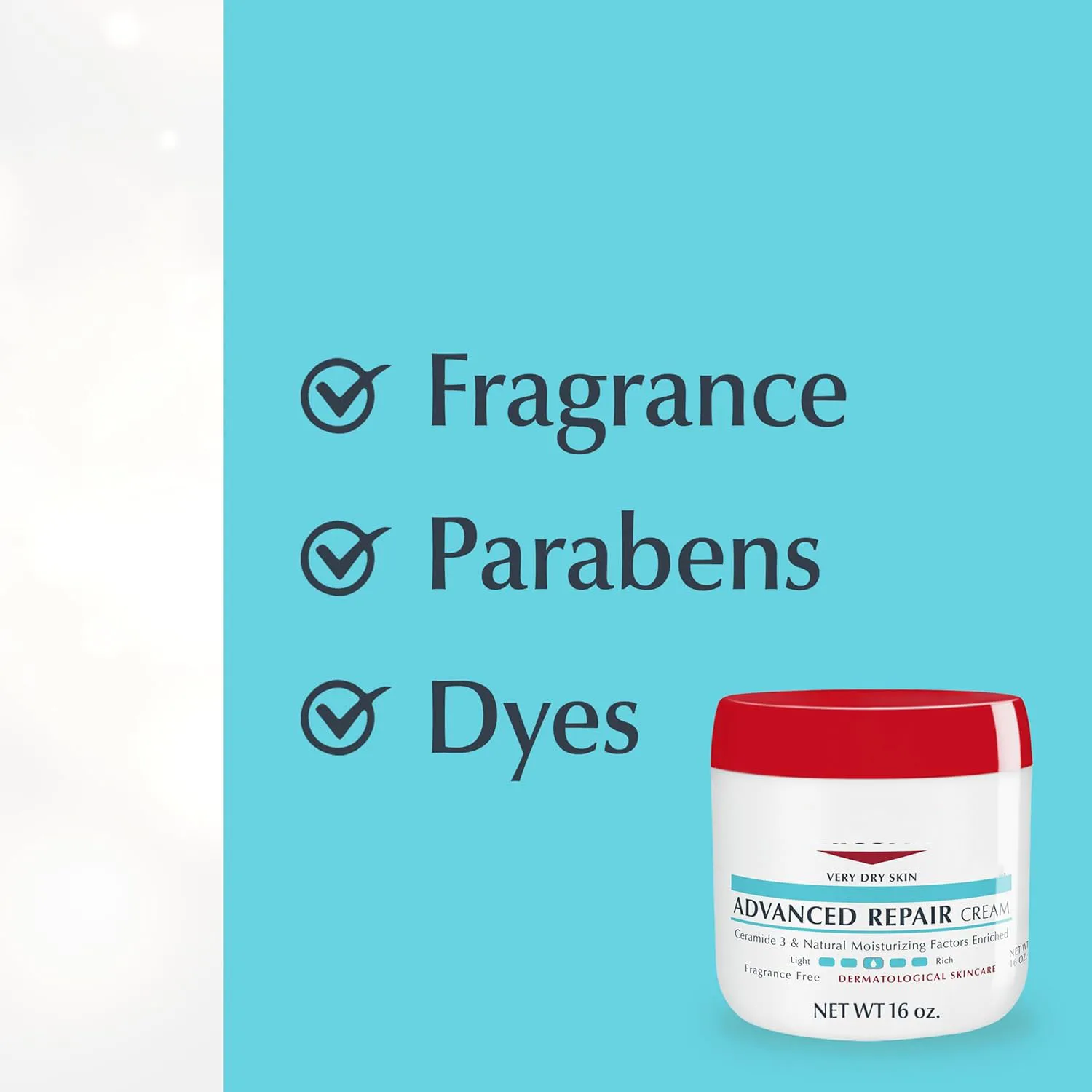 454g Advanced Repair Body Cream for Very Dry Skin, Fragrance Free Daily Body Moisturizer