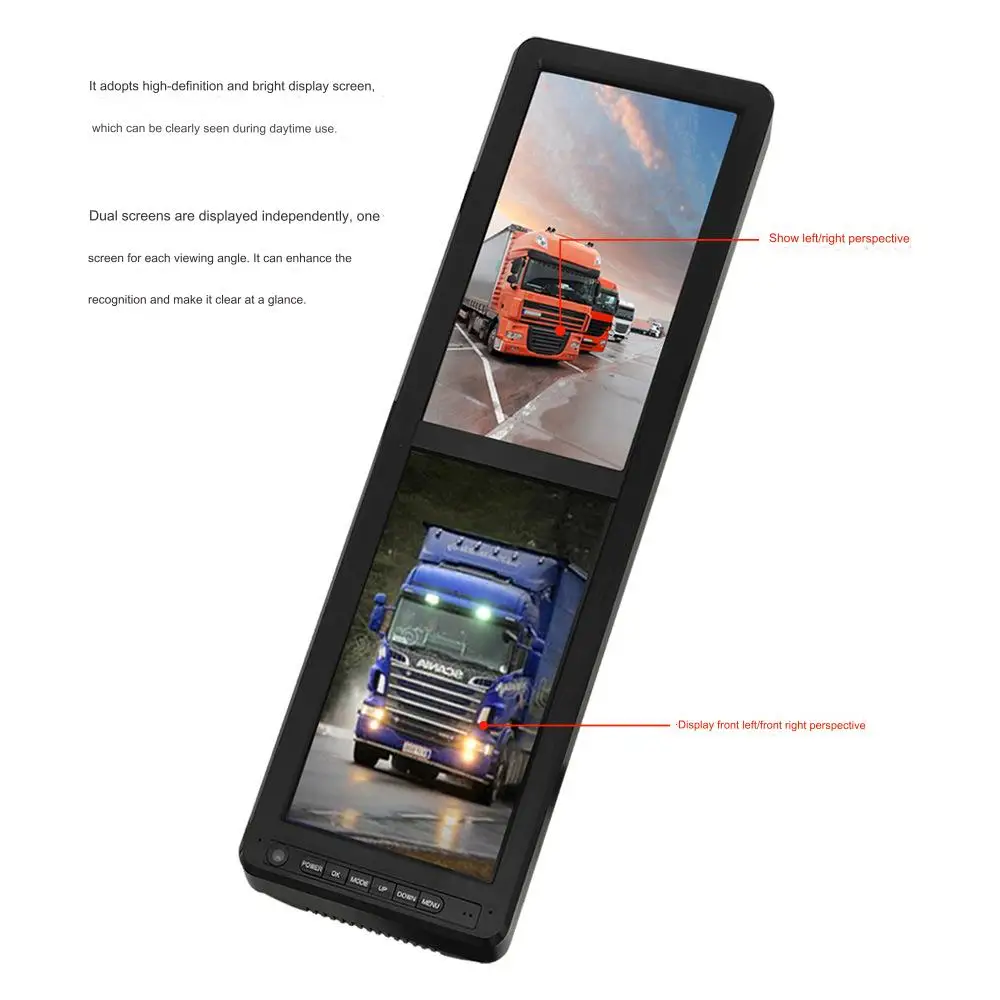 2ch 15.88 inch 360 degree digital rear view mirror with blind spot detection vehicle reversing aid system with two cameras