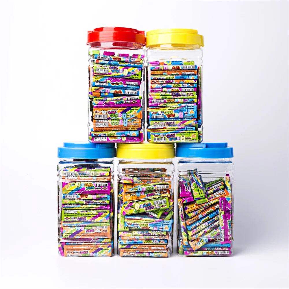 Заводская изготовленная на заказ банка для пузырьковых десен с 70 мм резиновыми палочками в конфетах