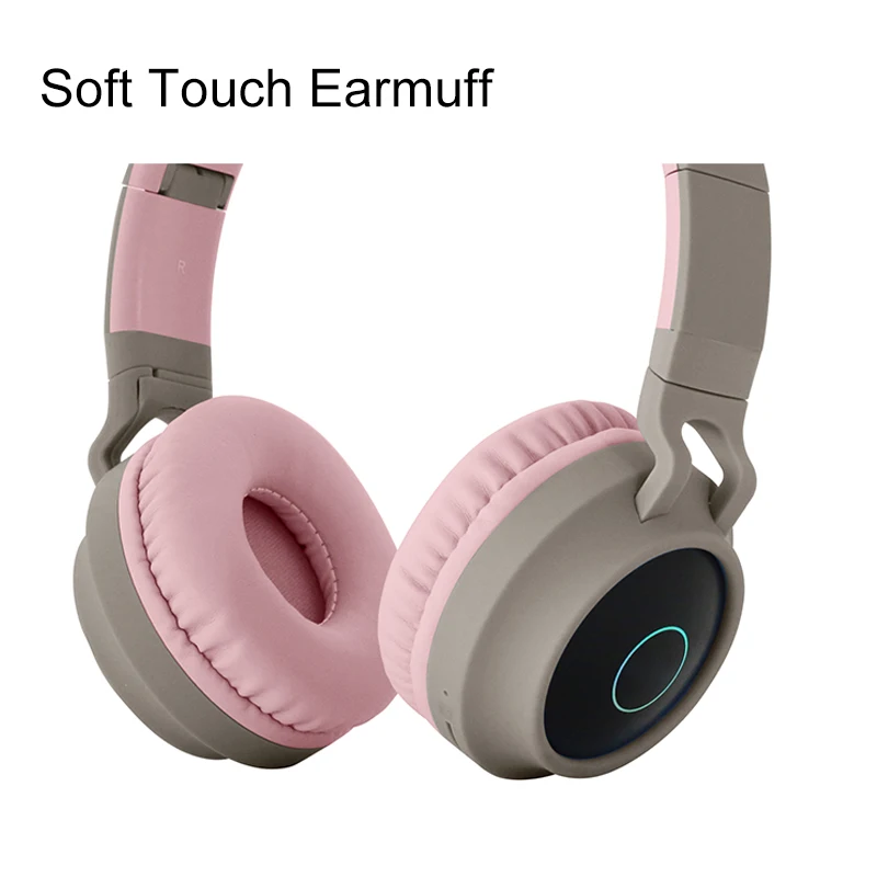 Dropshipping Pink Wireless Cat Ear Headphones Music LED Lovely Kids Earphone