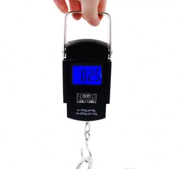 
FREE SHIPPING hot sales Electronic Digital Handing Pocket Scale 50kg 10g Portable Luggage Fishing scales kitchen hook balance 
