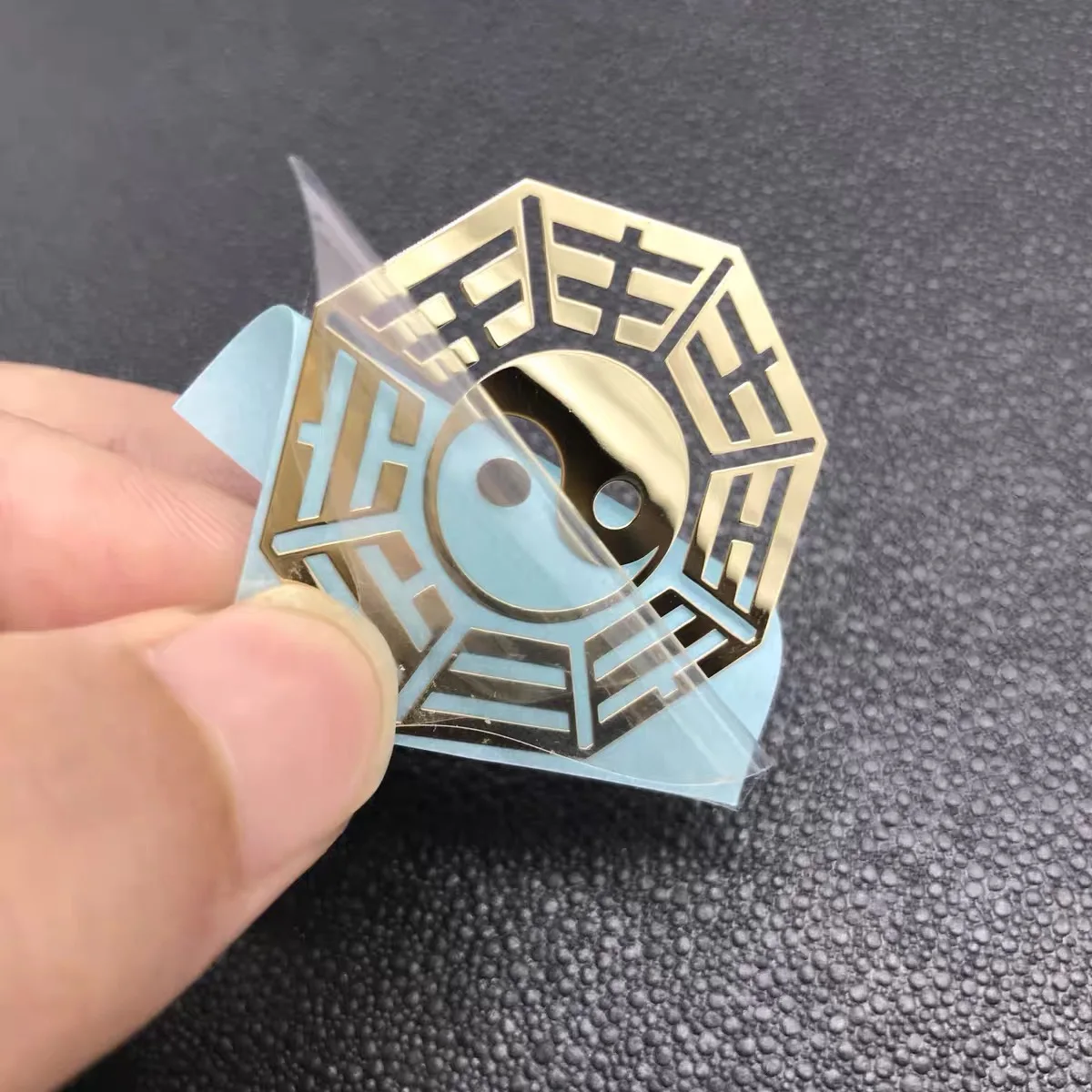 Waterproof customized brushed gold sacred geometry metal logo sticker electroformed 3d stickers home diy