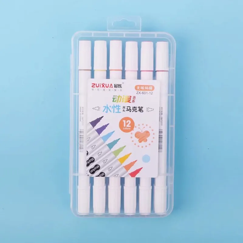 Zuixua ZX601 Двойной Маркер 12/18/ 24/36/ 48 цветов красочные маркер набор канцелярских принадлежностей