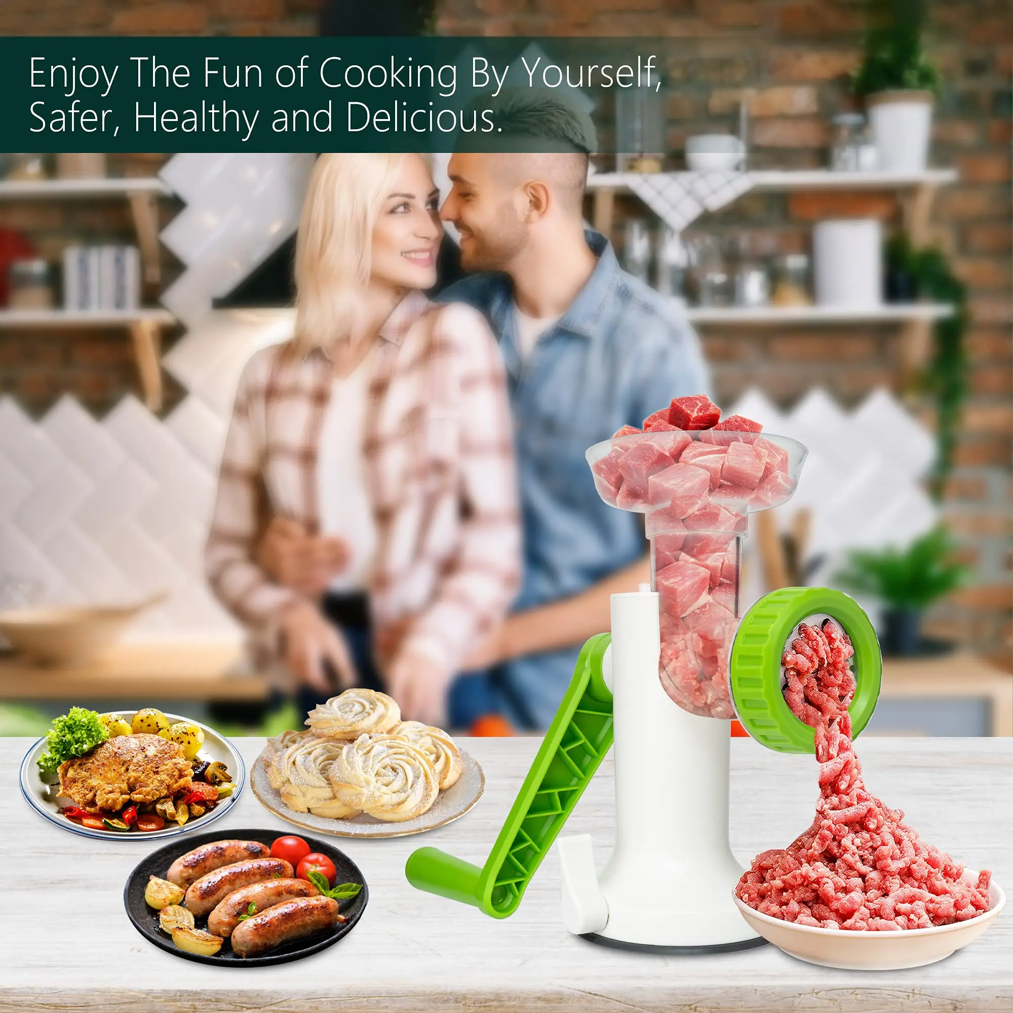 Portable Household Stand Manual Meat Grinder & Sausage Noodle Dishes Food Mixer