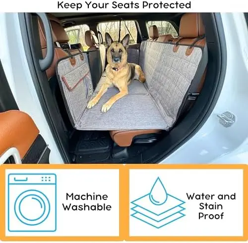 hot sales Waterproof Hard Bottom Dog Car Seat Cover Backseat Extender  Storage Pockets for Truck SUV Car Travel Bed