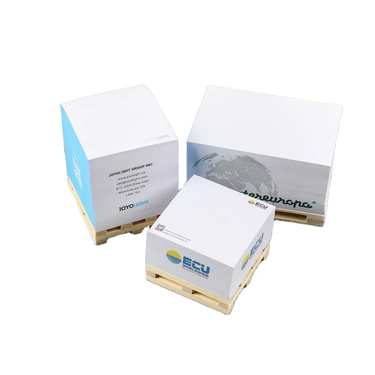 Custom Logo sticky note memo pad Paper Cube Promotional Block with wooden pallet