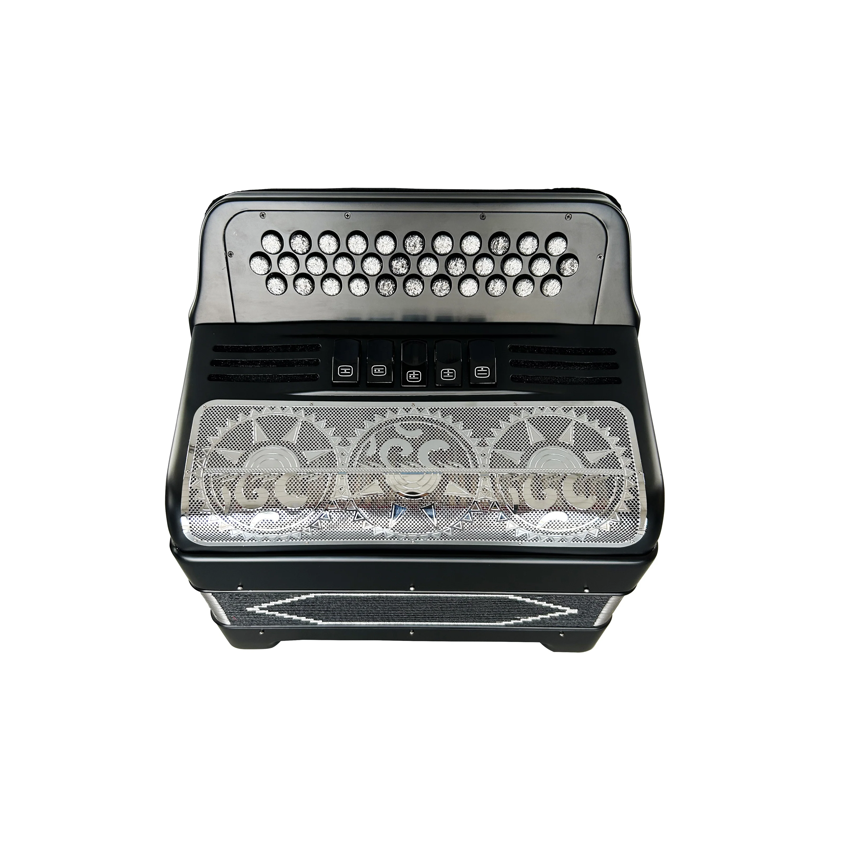 SEASOUND OEM 34 Buttons 12 Bass 5 Registers Matt Black Accordion Instrument Silver Grill Acordeon Silver Buttons JB3412D