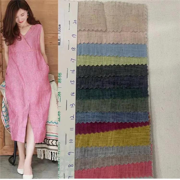 hot sale  no moq 30s  55%linen 45%cotton fabric for shirts