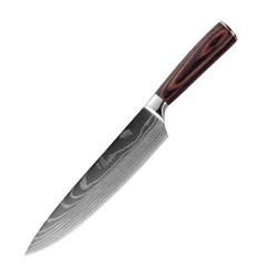 10 pcs Laser Damascus Pattern 3cr13 Stainless Steel Kitchen knife set Chef Knife