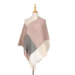 New Style Ladies Women Scarf Shawl Wraps Wholesale Poncho Plain Plaid Tassel Winter Knitted  Shawl Scarf