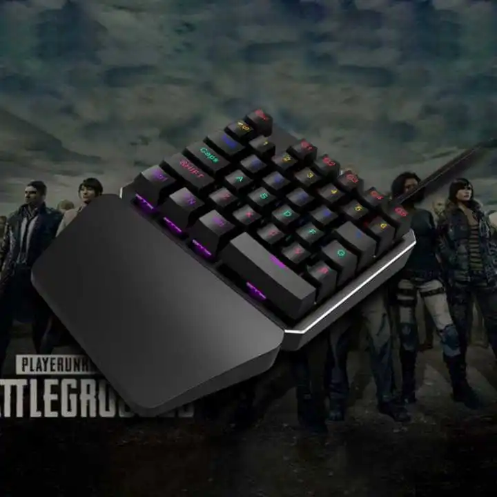 Metal Panel Portable Wired Keyboard One Hand 35-Keys Ergonomic Keypad Gaming Mini Portable Keyboard