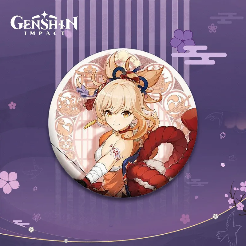 2022 In Stock Kawaii Cartoon Badge Anime 11 Colors Two-Dimensional Fine Flash Matte Tinplate Badge for Gifts