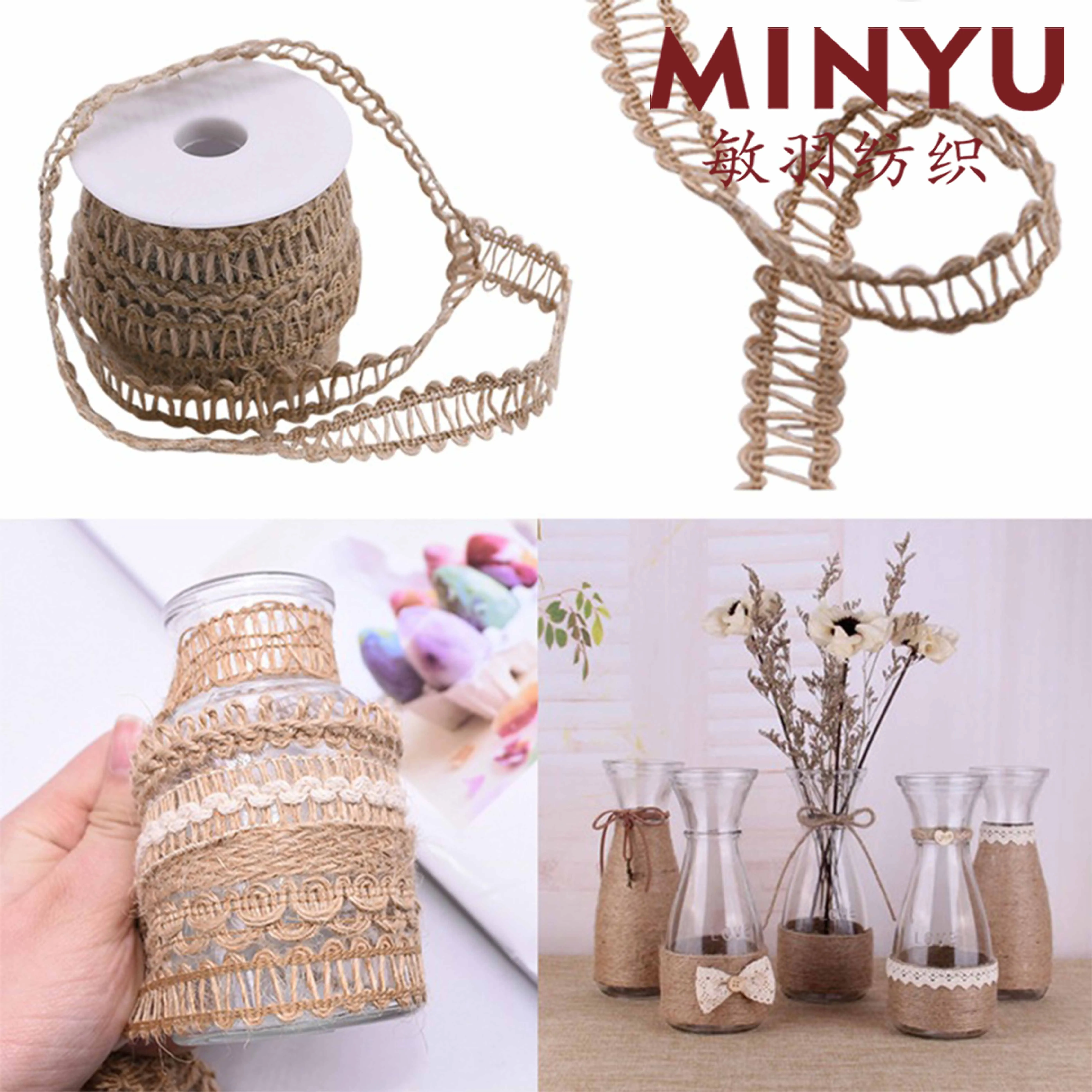 2025 Hot Sale Nylon 3D Floral Hemp Ribbon Twine Braid Lace Embroidery Vintage Wide Hemp Laces For Home Textile