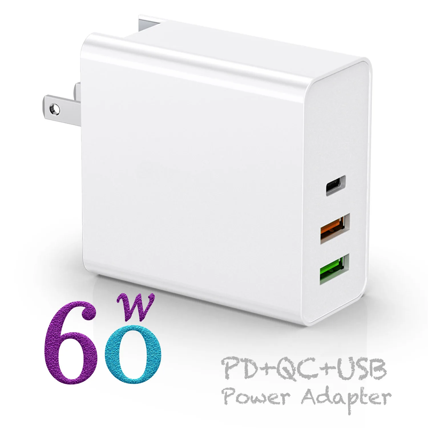  PD60W настенный Usb Type-C PD QC3.0 адаптер для быстрой зарядки с 3 портами сменный штепсельный зарядное
