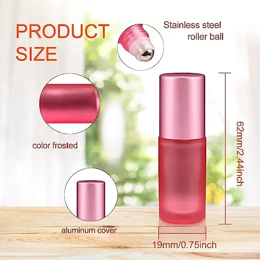 Color frosted glass Roller Bottle Essential Oil Roller bottle DIY perfume sample  bottleWith Stainless Steel Roller Balls