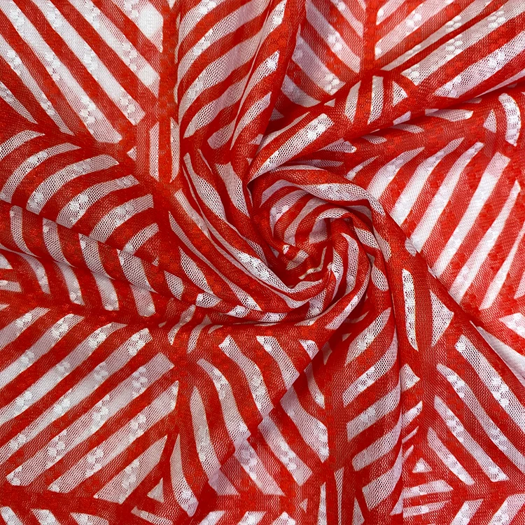 Elastic 4 Way Stretch Nylon Spandex Knitted Printing Mesh Fabric For Bikini