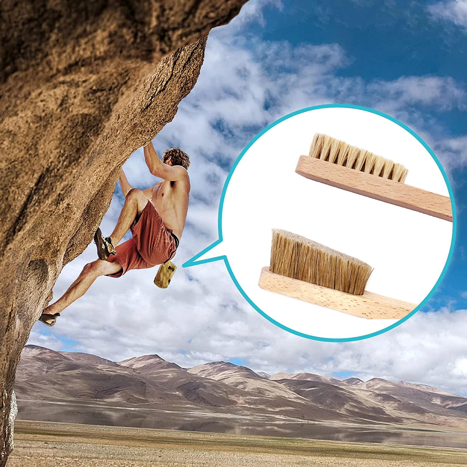 Factory High Quality Animal Hair Wooden Climbing Brush for Rock Climbing