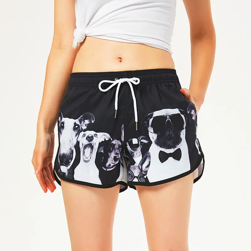 Custom Quick-dry 100% Polyester 3D Cartoon Dog Sublimation Prints Swimwear Bottom Pants Trunks Beach Surf Board Swim Shorts