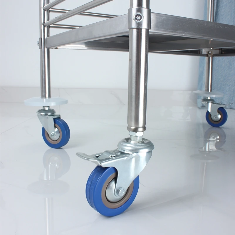 
Factory Price Hospital Cart 3-tier Stainless Steel Medical Trolley with Drawers and Wheels 