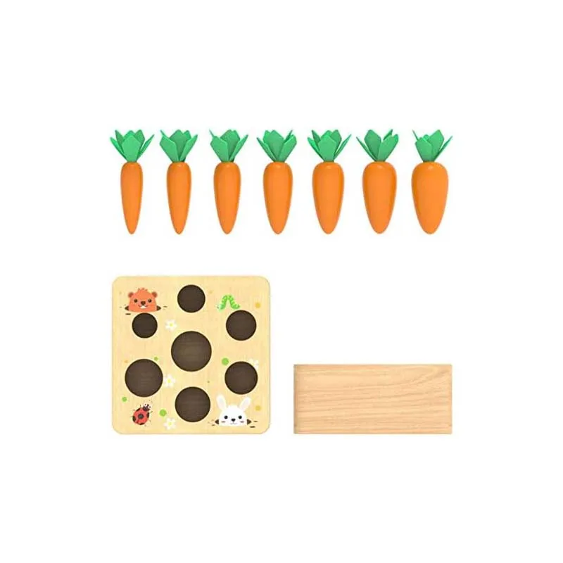 wood toys for kids montessori Toys Educational Carrot Harvest Toy for Toddlers, Shape Sorting Matching Puzzle, Developmental Lea