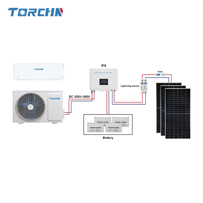 12000 18000 24000 BTU AC Solar Powered Deye Air Conditioner DC Off Grid Solar Air Conditioner Hybrid Mini Split Power Saving