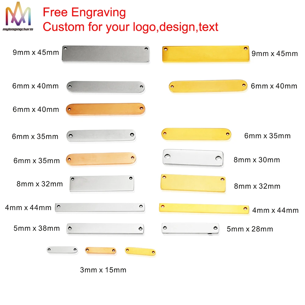Mirror Polish Custom Designer Engraved Metal Logo Tags Pendant Jewelry Charms Pendant For DIY Necklace Bracelet