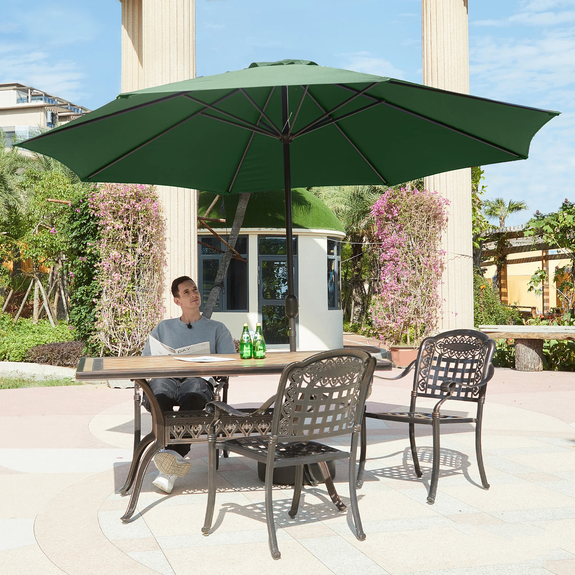 Factory price  beach umbrella with tassels large beach umbrella wooden beach umbrellas garden