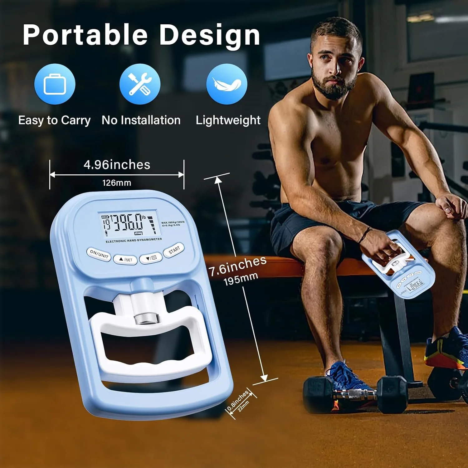 Wellshow Sport Grip Strength Digital Hand Dynamometer Grip Strength Meter LCD Hand Grip Strengthener Hand Gripper