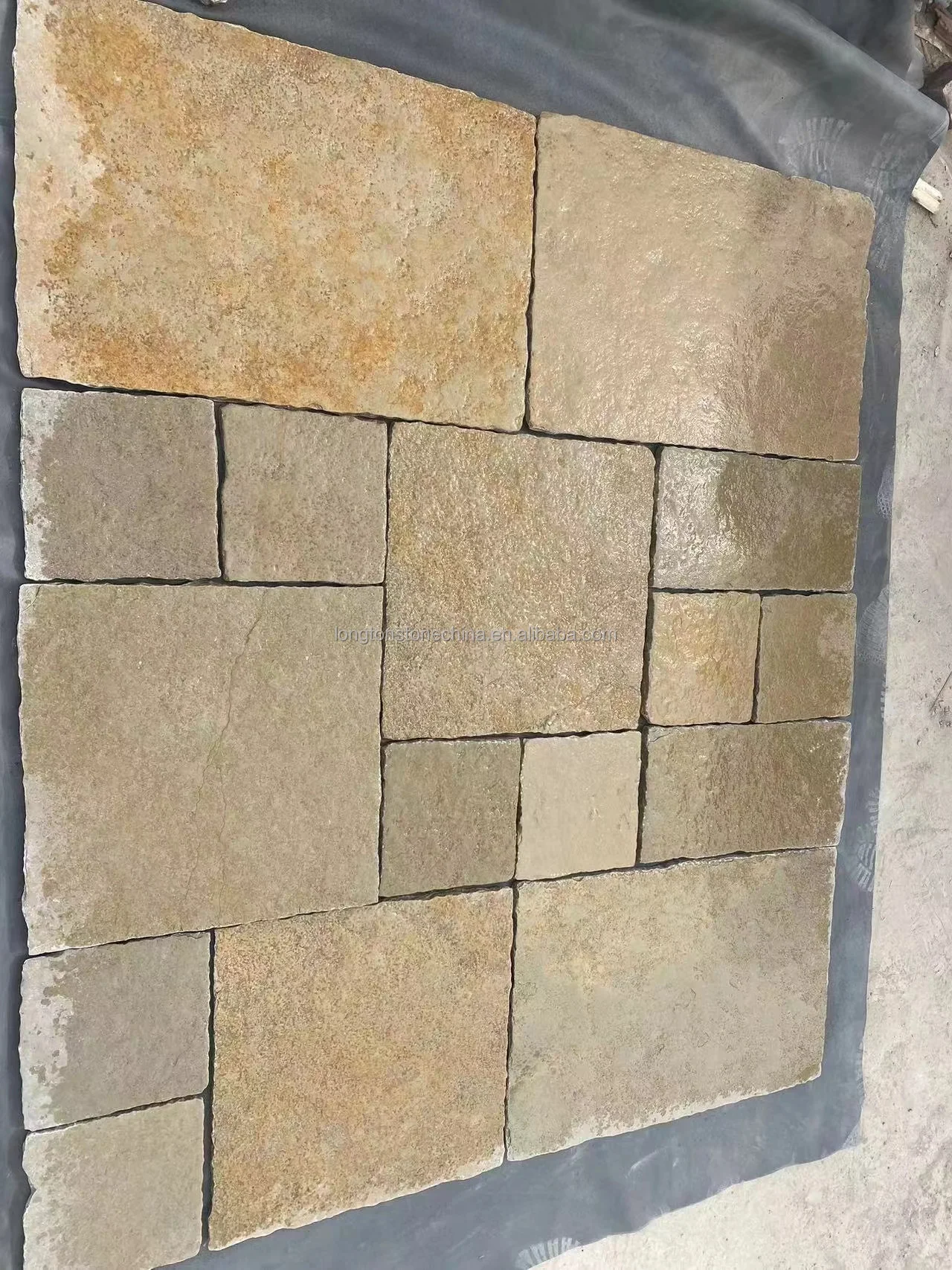 Vintage French Pattern Paving Stone Limestone Villa Garden Patio Tiles Non Slip Honed Outdoor Floor Tiles Limestone Tile