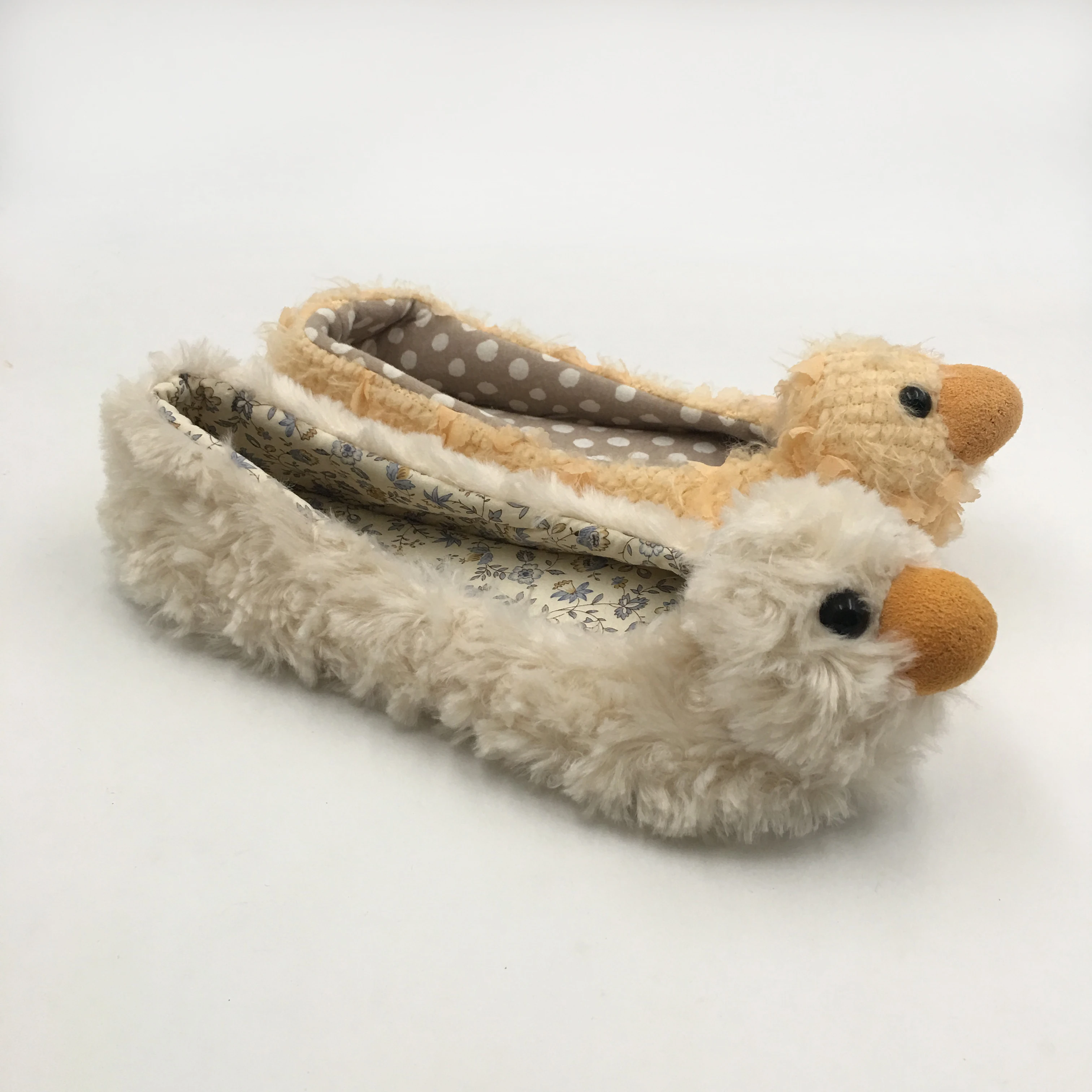 Cheap plush indoor animal cute duck ballerina slippers house shoes for ladies