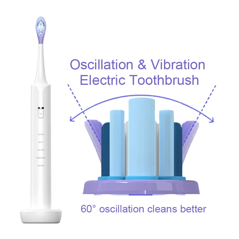 Vibrosonic Sonic Shock Wave Toothbrush Oscillation and Vibration Electric Toothbrush
