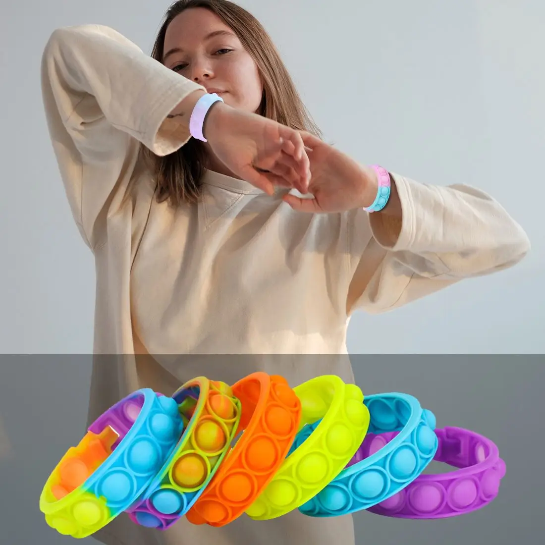 Decompression Push Silicon  ers squeeze toy Christmas Popping for Kids Gift Other wristband Sensory Fidget Toys Bracelet