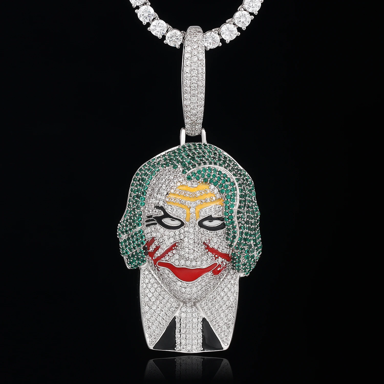 KING YEE 2021 New Design Joker CZ Jewelry Pendant Iced Out Colored Diamond Clown Pendant