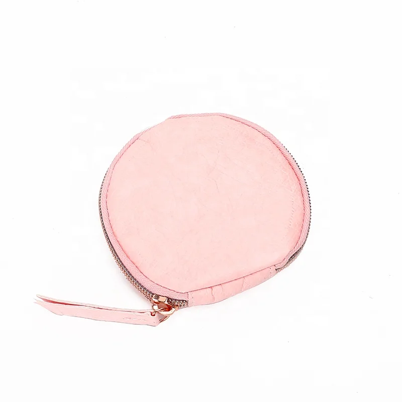 Factory custom pink wallet  daily life  storage bag  round shape  durable coin  purse Tyvek  paper  waterproof  wallet