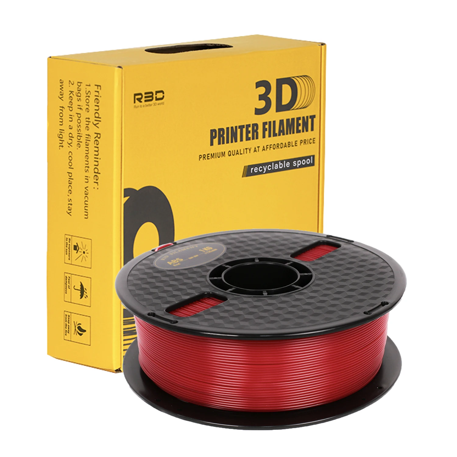 R3D Red ABS Filament 1.75mm 1KG Neat Winding For 3D Printer High Quality