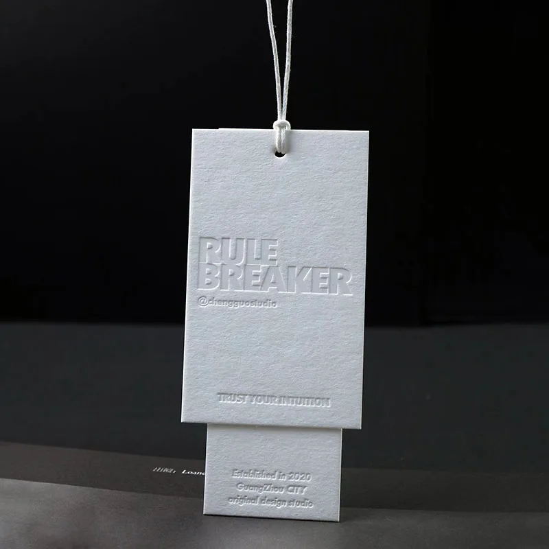 Wholesale Cheap Custom Emboss Logo Eco-friendly Paper Hang Tag For Garment With Seal Tag Print You Logo For Cloths