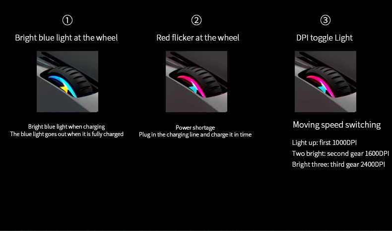 Great Roc custom logo 6 button 1000/1600/2400 DPI lightweight ergonomic mouse gaming backlit 2.4G wireless computer mouse gamer