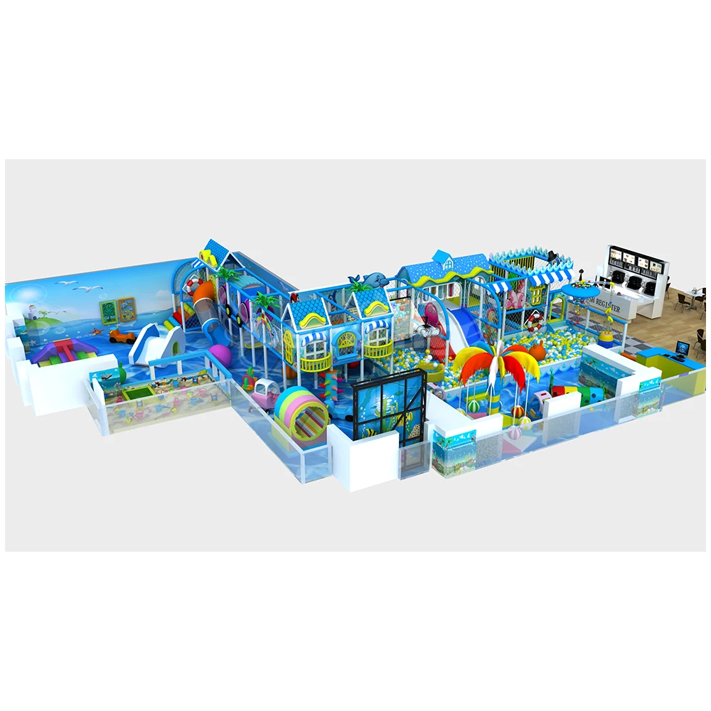 Ocean Theme Children wooden Indoor Playground Gym Indoor Coconut Tree Playground For Kids And Adult