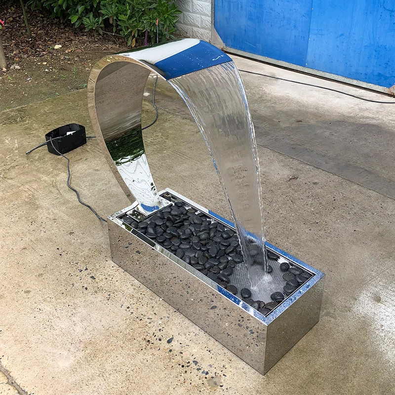Stainless steel portable swimming pool cascade waterfall fountain with water channel