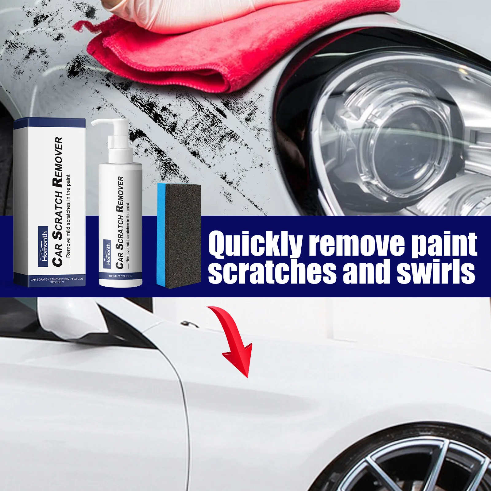 Homonth Quality Car Scratch Repair Series Effective Gel Surface Polishing Paste for Deep Paint Scratches