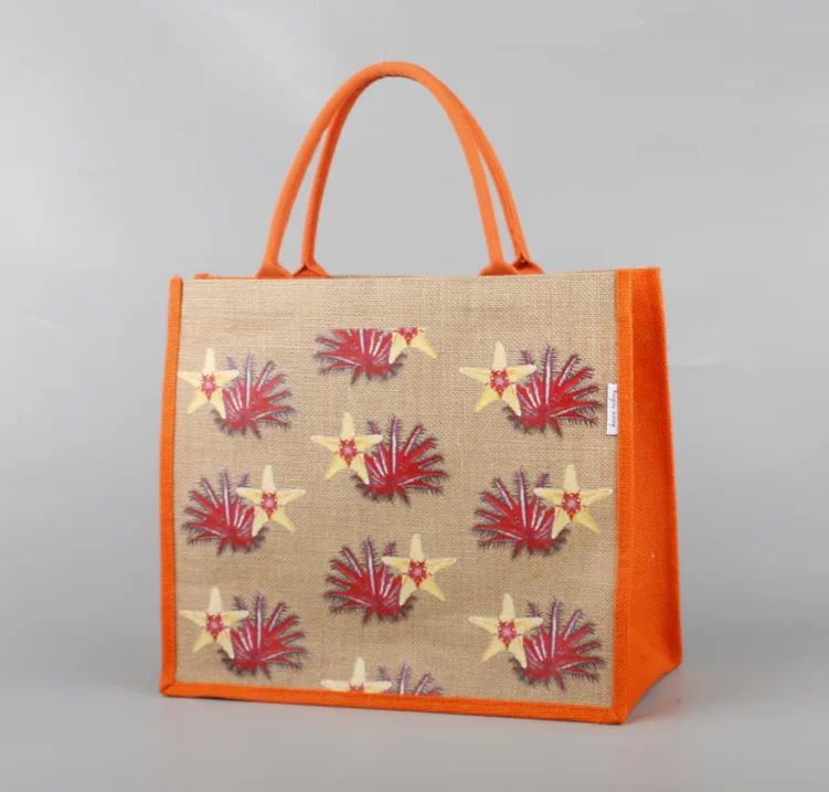 Custom Full Print Joint Jute Tote Shopping Bag